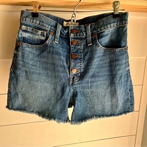 Madewell Blue Button-Fly Jean Shorts Cut Offs High Rise Denim Size 27